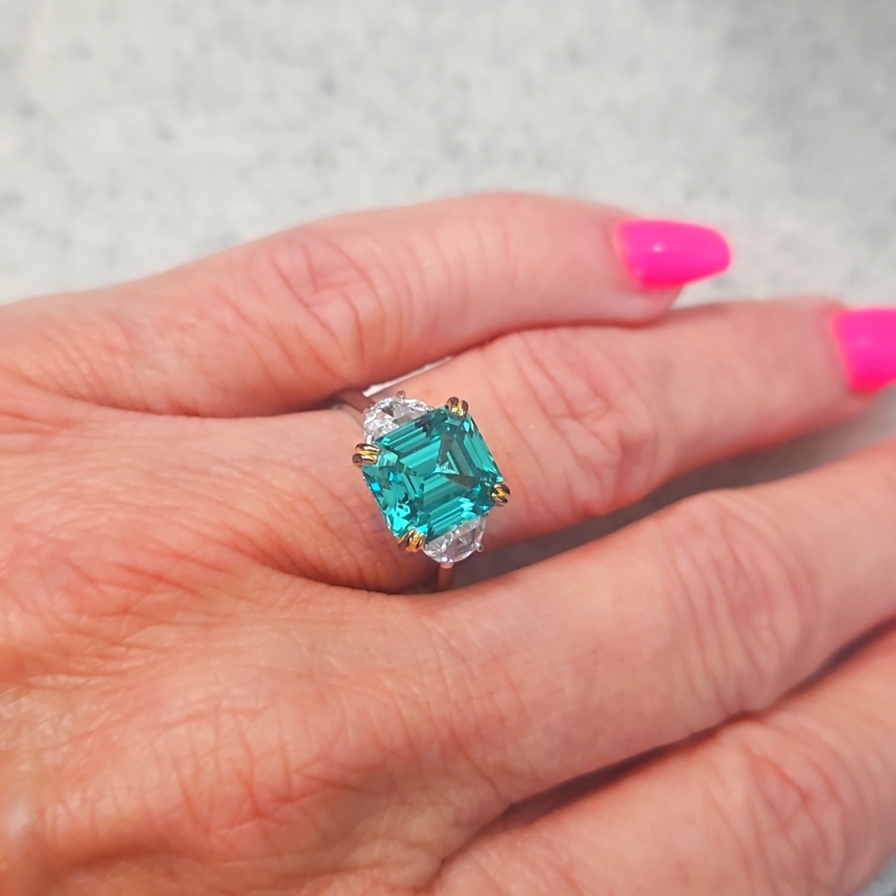 Green and 925 Silver Women's Ring